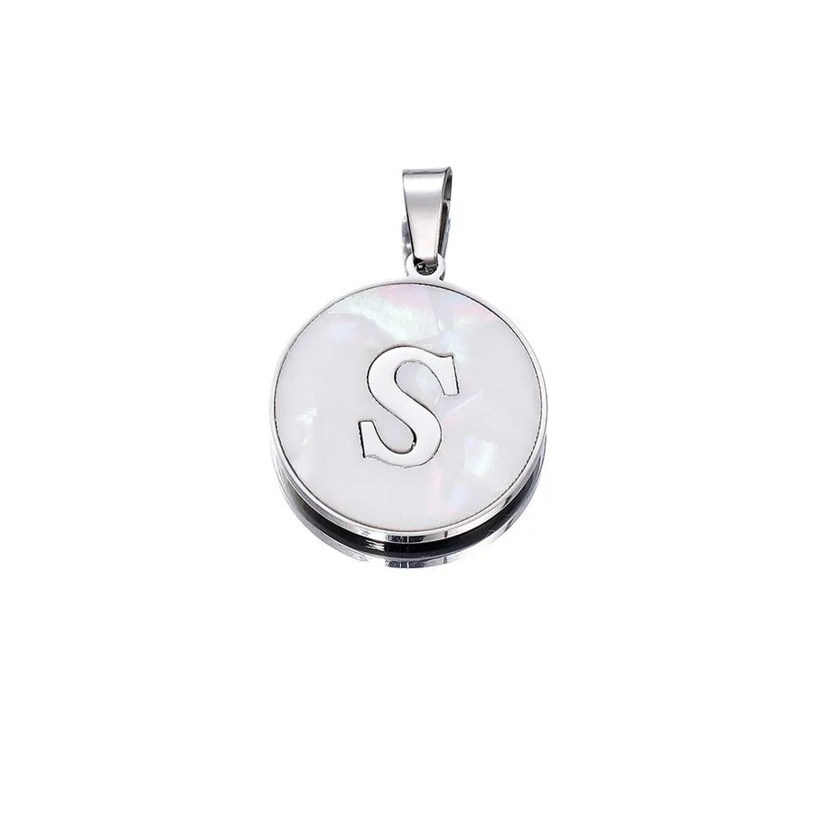 1 Piece 22mm Hole 4~4.9mm 304 Stainless Steel Fritillary Letter Pendant Jewelry Accessories