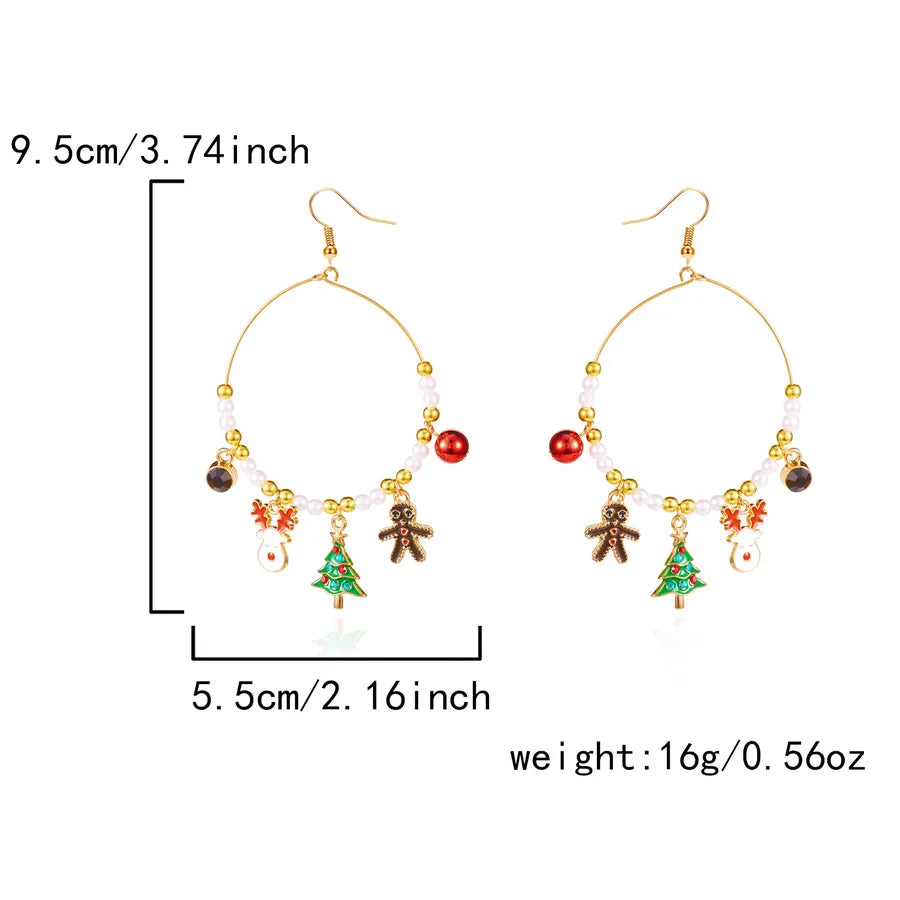 Christmas Themed Crystal Drop Earrings Alloy Scented Santa Socks Round Pendant Hooks For Women Christmas Jewelry Ear Jewelry