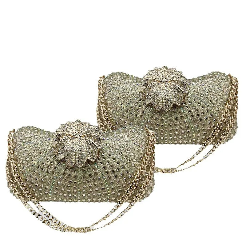 Gold Pu Leather Solid Color Dumpling Shape Evening Bags