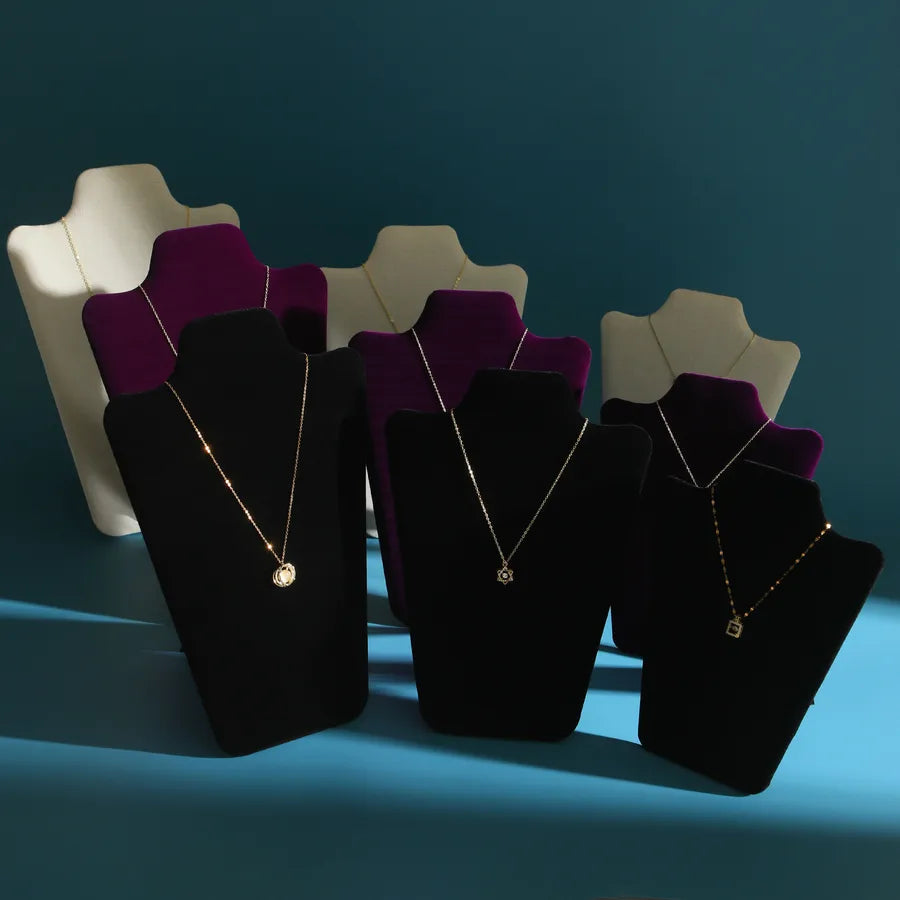 Velvet Jewelry Necklace Model Stand Display Board Prop Portrait Exhibitor Luxury Feel Patchwork Silk Velvet Fiber Board