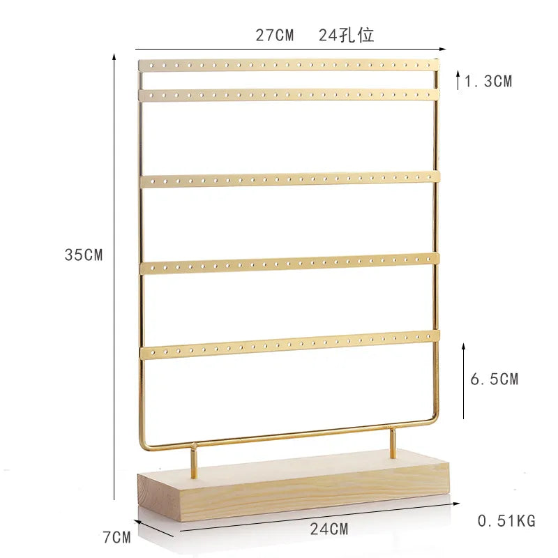 Simple Style Solid Color solid wood Iron Jewelry Display Jewelry Rack