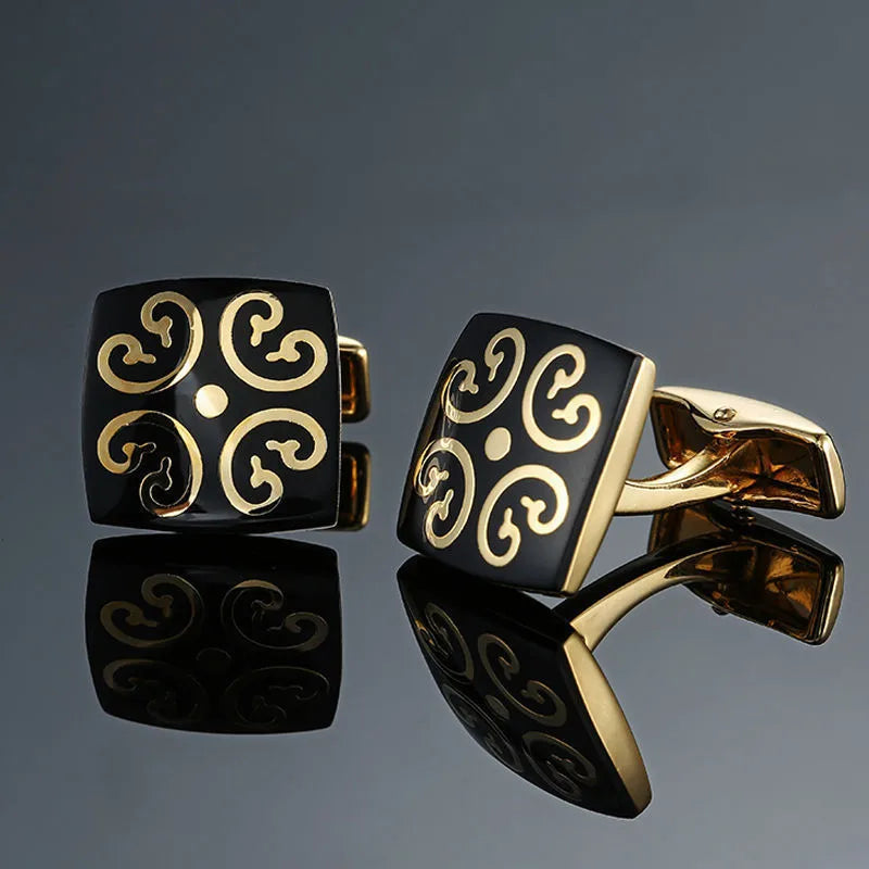 business geometric copper plating men's cufflinks
