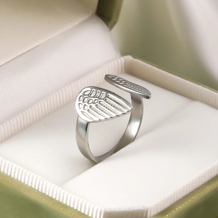 Wholesale Jewelry IG Style Elegant Retro Geometric Leaf Heart Shape 304 Stainless Steel Plating Open Rings