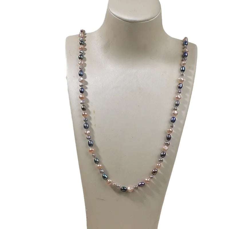 Autumn Winter Pearl Mixed Color Long Sweater Necklace Women's Fashion Jewelry Original Design Luxury Sensation Elegant Pearl Necklace