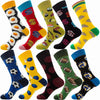 Men's Modern Style Classic Style Color Block Stripe Fruit Cotton Crew Socks A Set of 10 Pairs