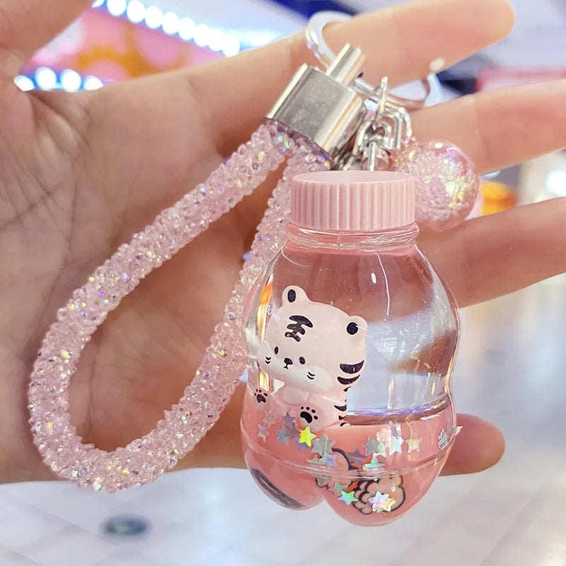 cute tiger arylic unisex bag pendant keychain