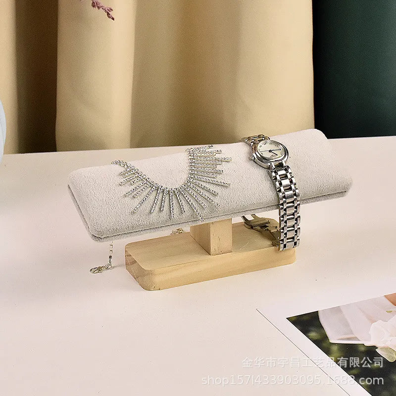 1 Piece Pu Leather solid wood Flannel Modern Style Simple Style Solid Color Jewelry Display Jewelry Rack