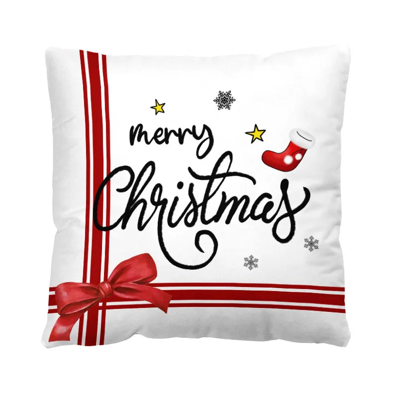 Christmas Casual Christmas Tree Santa Claus Letter short plush Pillow Cases Couch & Sofa Decor