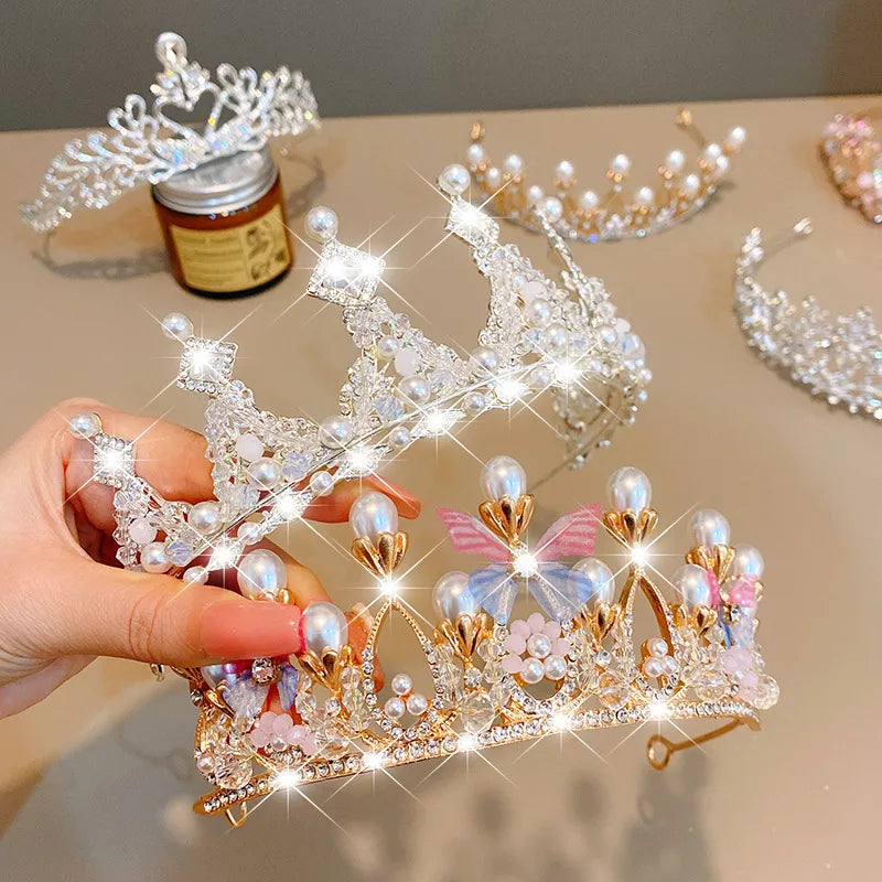 cute crown artificial crystal inlay artificial gemstones crown 1 piece