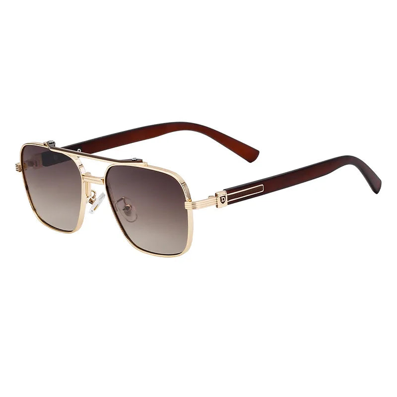 Vacation Solid Color Pc Gradient Tinted Lenses Square Full Frame Men's Sunglasses