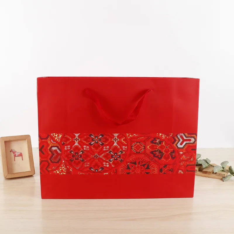 wholesale red festive gift bag gift return gift portable packaging paper bag