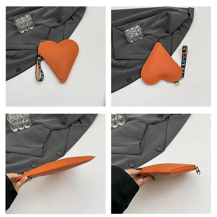 Black Red Yellow Pu Leather Solid Color Heart-shaped Clutches