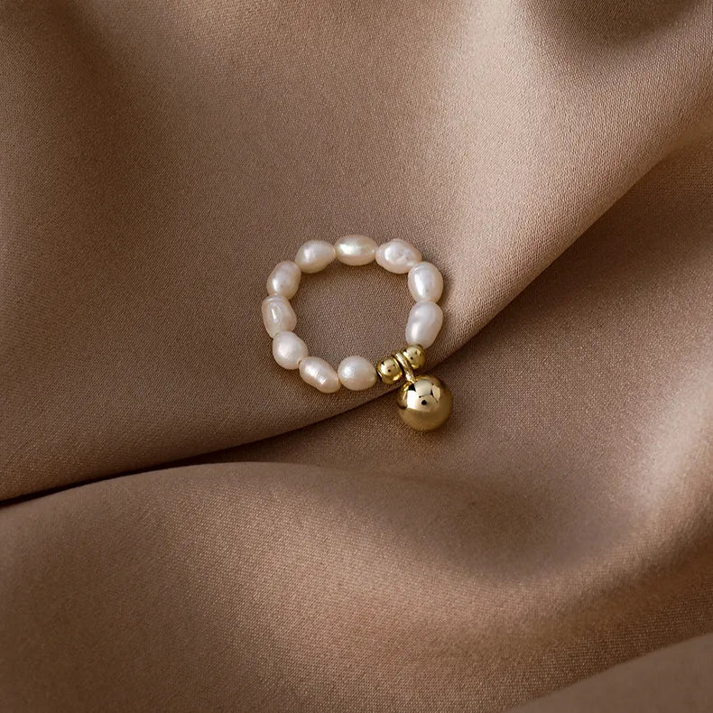 Vacation Simple Style Heart Freshwater Pearl Copper Artificial Gemstones Women'S Rings