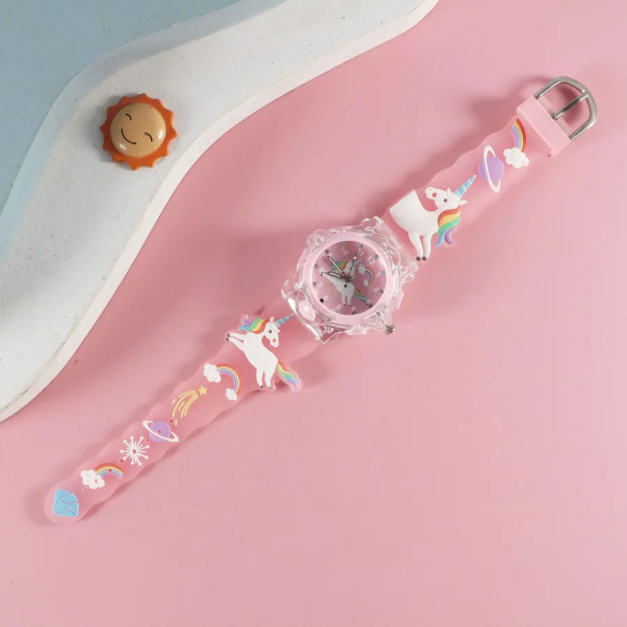 Children's Watch Creative Cartoon Quartz Color Shell Luminous Series Watch Primary School Boys and Girls 3D Viscose Watch