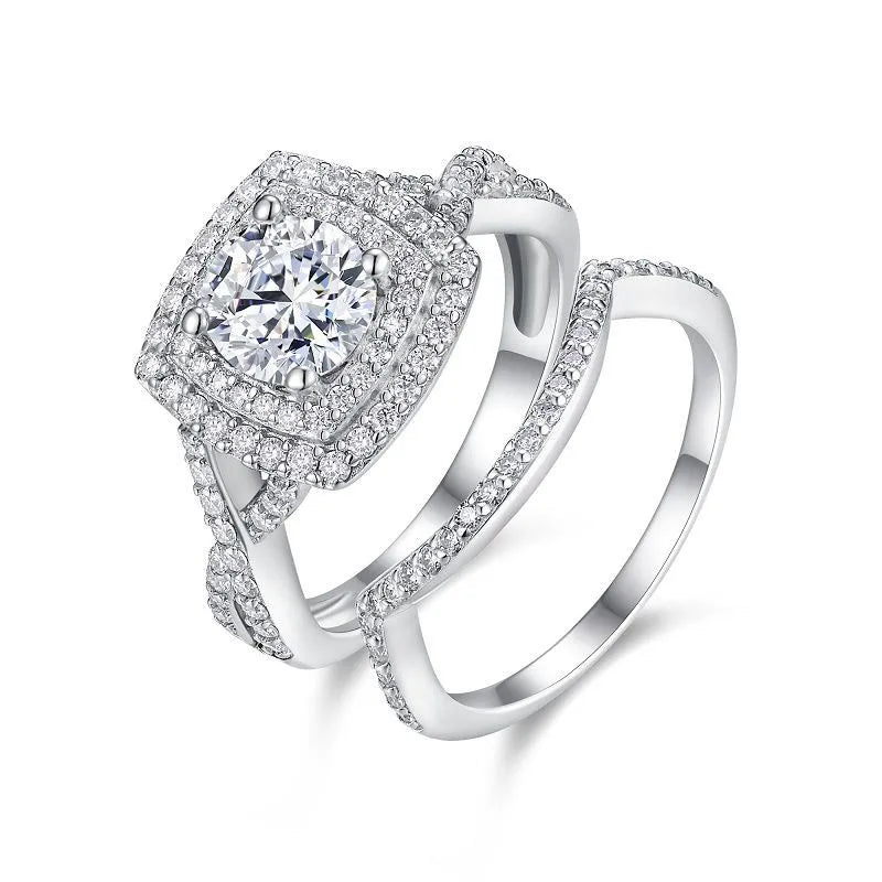 Moissanite 925 Sterling Silver Rings GRA Certificate Geometric Rings