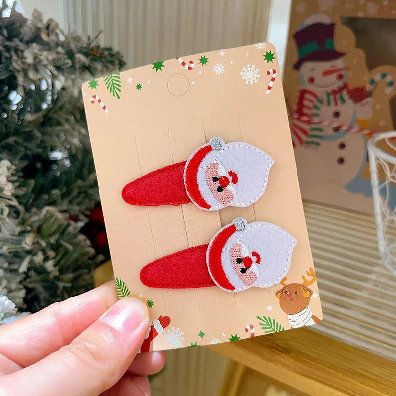 Sweet Cute Christmas Butterfly Knot Hair Clip For Girls Children's Holiday Snowman Tree Hair Accessories Festive Headwear