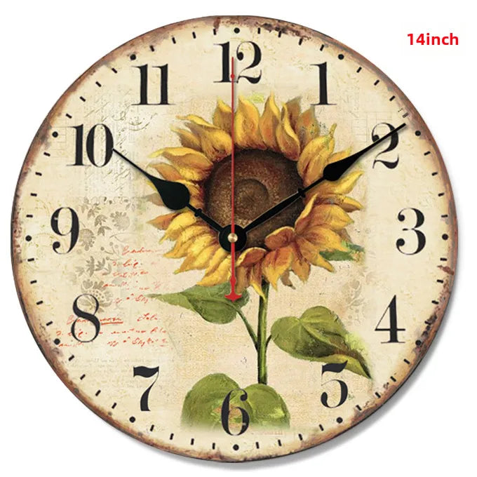 A generation of  wall clock retro simple wooden clock wall hanging decorative round clock creative mute clock