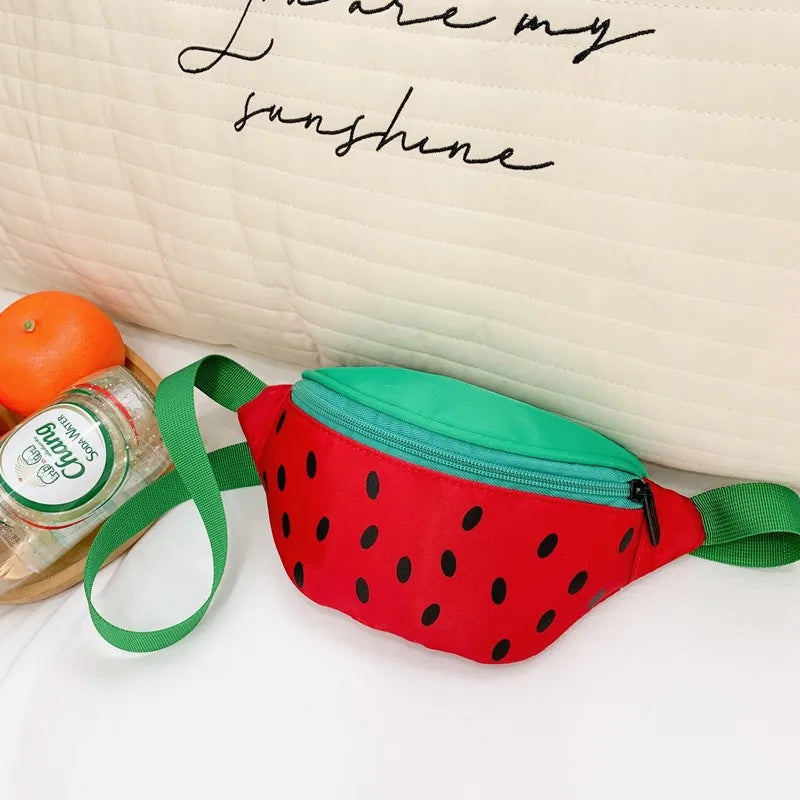 Kid'S Nylon Fruit Cute Oval Zipper Fanny Pack