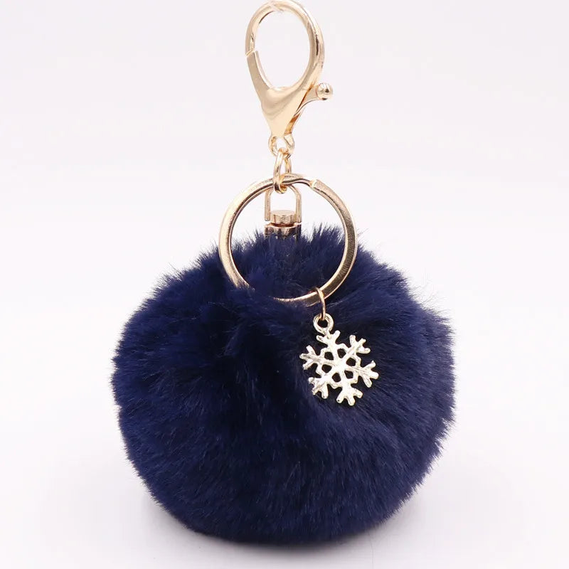fashion snowflake alloy plush unisex bag pendant keychain 1 piece