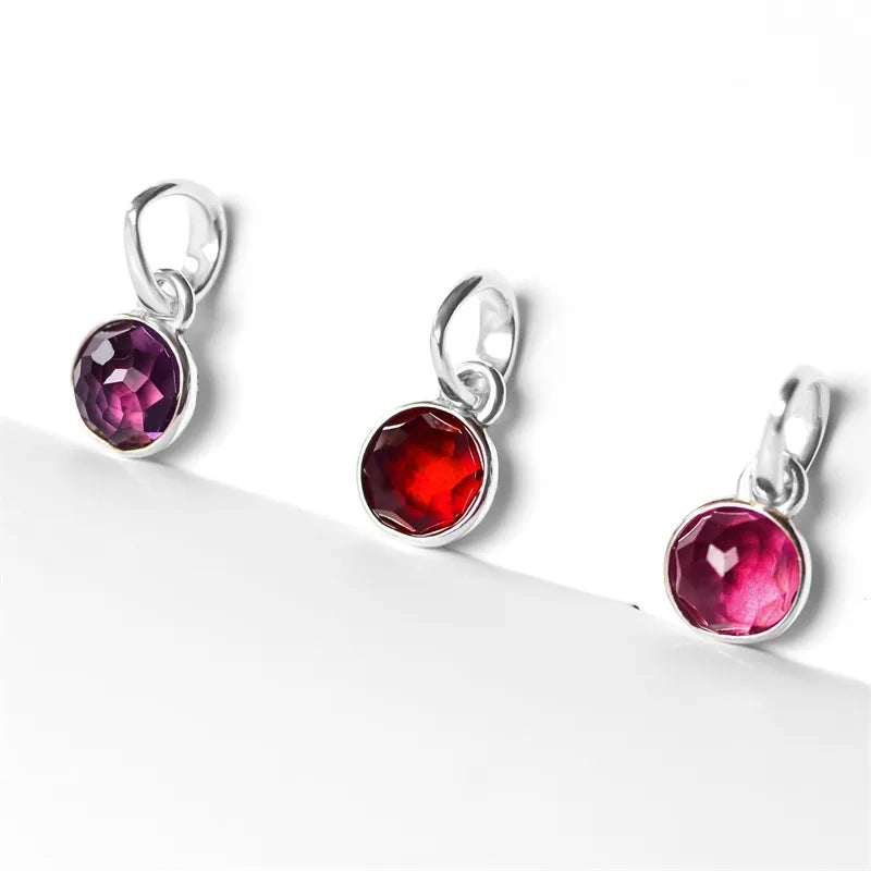 New Hot-Selling Monthly Pendant Water Drop 925 Silver Pendant April Birthstone Garnet Rose Quartz Necklace Women's Jewelry