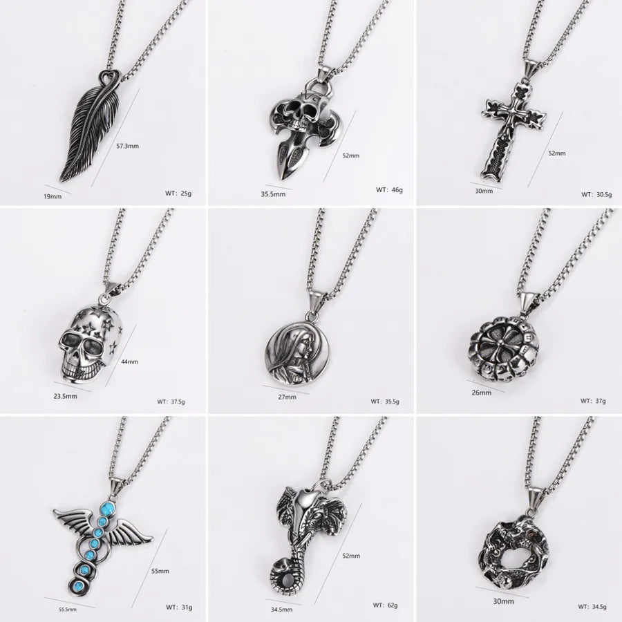 Wholesale Jewelry Retro Punk U Shape Round 304 Stainless Steel Pendant Necklace box chain
