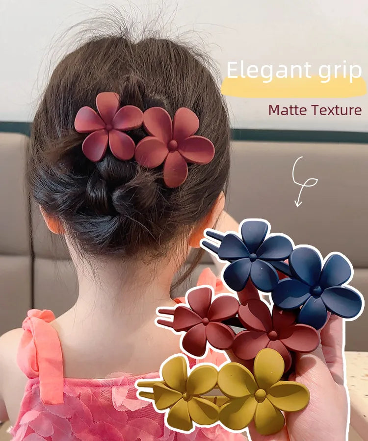 Children's Korean-style new flower clip girls' high-grade back head Headdress Ball head hairpin little girl plate hairpin