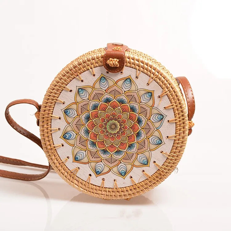 Special Sale Rattan Ins Butterfly Bag Mori Style Vintage Artistic Handmade Flower Petal Bag Woven Bag PU Belt