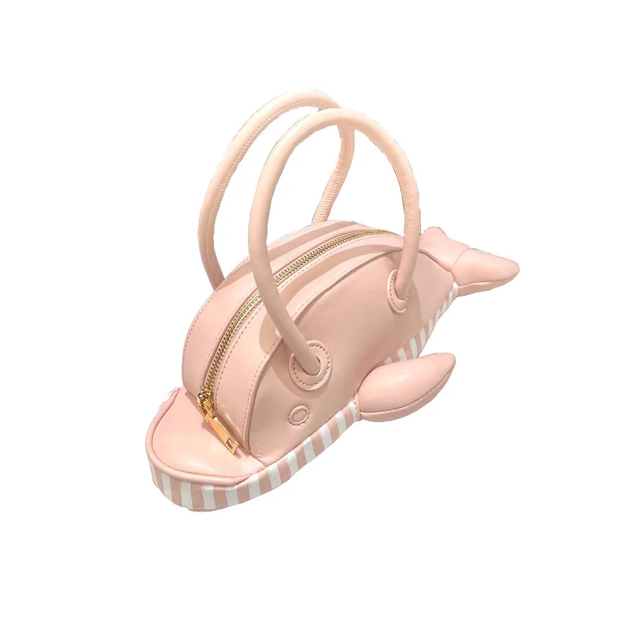 Women's Medium Pu Leather Dolphin Cute Streetwear Sewing Thread Oval Zipper Handbag