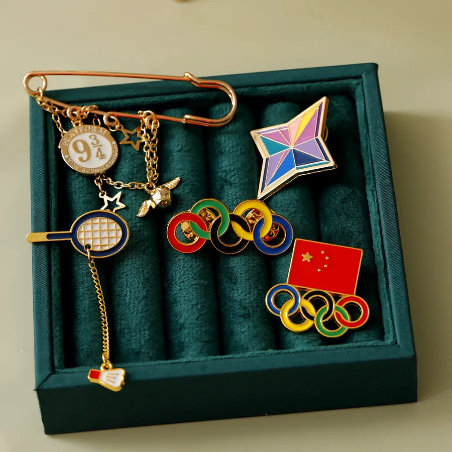 Hip-Hop Modern Style Commute Badminton Racket Alloy Asymmetrical Unisex Brooches 1 Piece