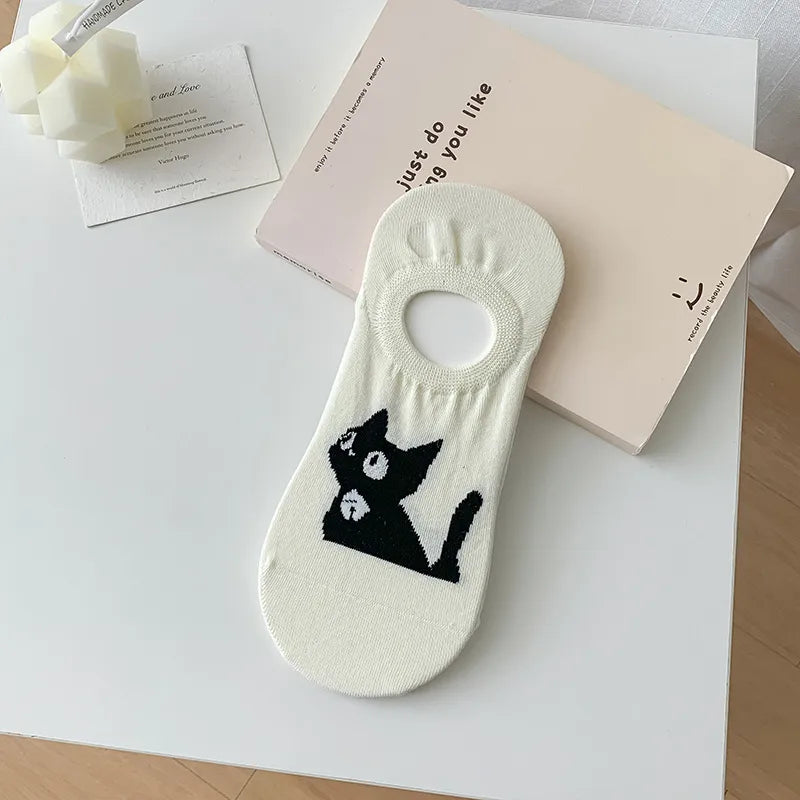 A Pair Cute Korean Style Women's Animal Cat Cotton Ankle Socks