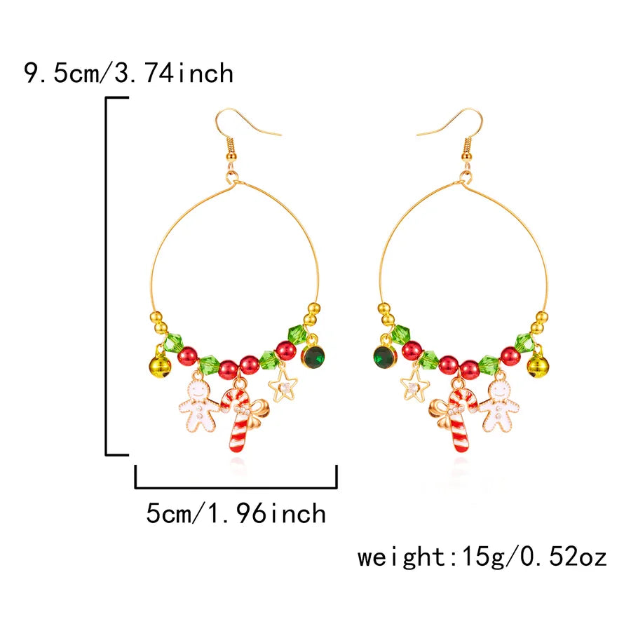 Christmas Themed Crystal Drop Earrings Alloy Scented Santa Socks Round Pendant Hooks For Women Christmas Jewelry Ear Jewelry
