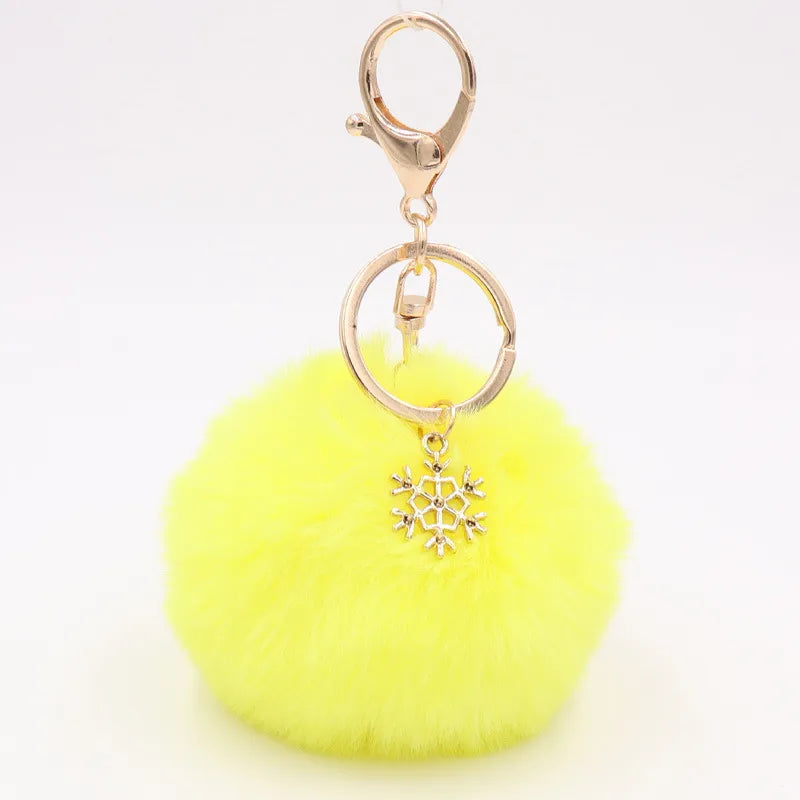 fashion snowflake alloy plush unisex bag pendant keychain 1 piece