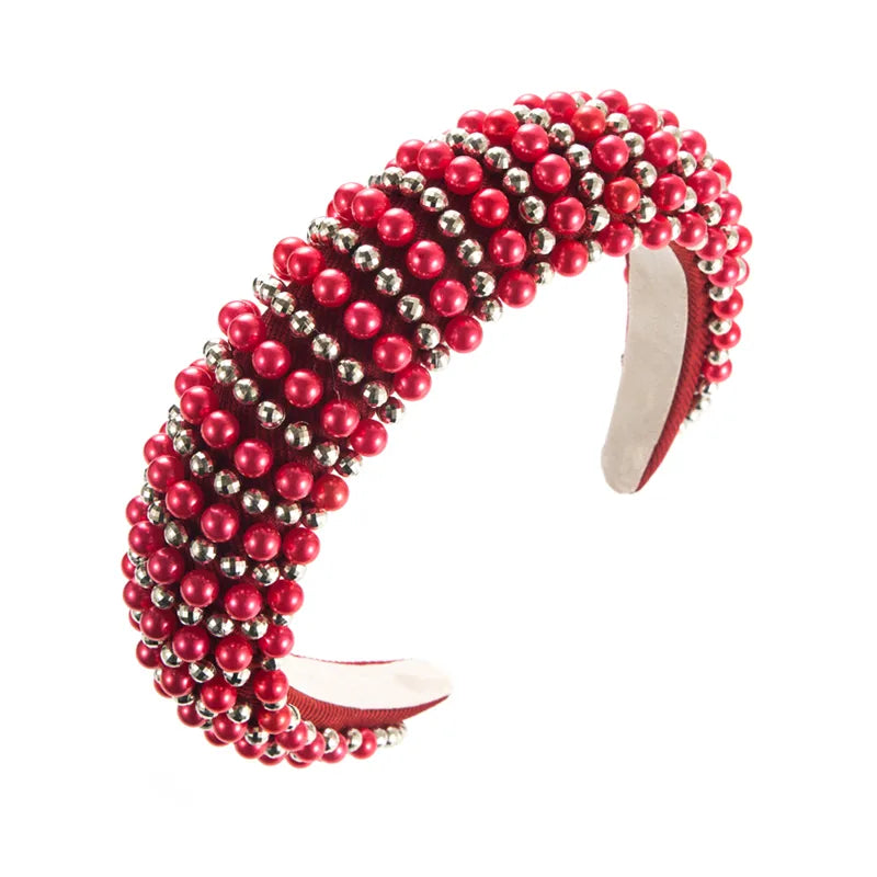fashion thick sponge pearl headband female online influencer retro headband high skull top hair accessories