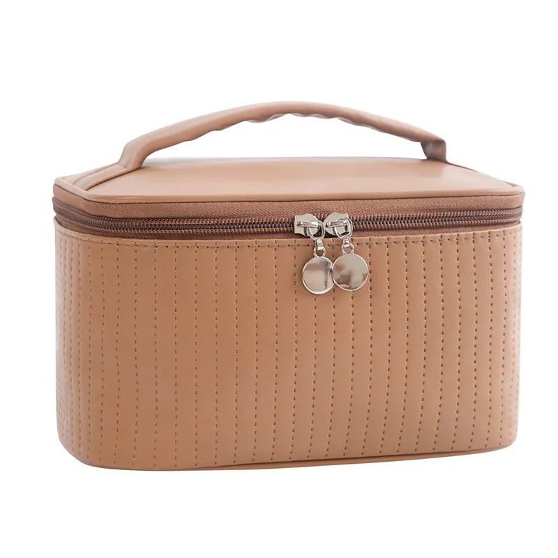 classic style solid color pu leather square makeup bags