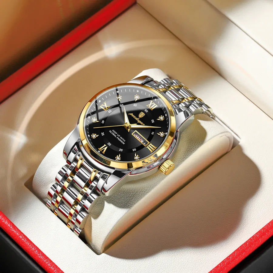 brand waterproof new men's watch double calendar luminous quartz watch live broadcast