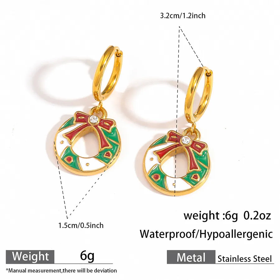 Christmas Santa Claus Ear Cuffs Titanium Steel 316L Quality Suitable For Commuting And Casual Occasions Drop Oil Earrings