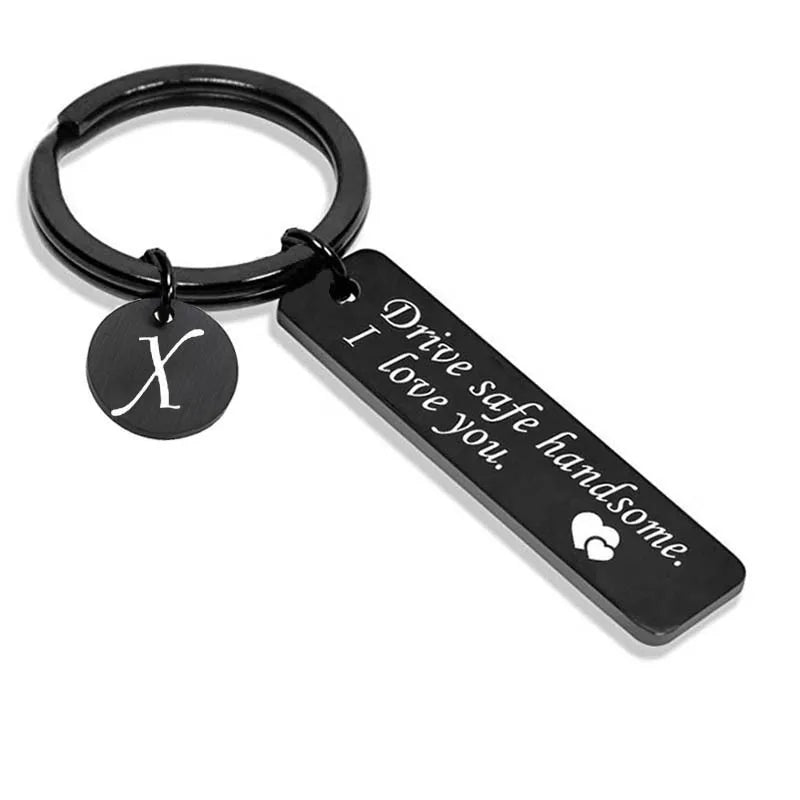 Simple Style Letter Rectangle Stainless Steel Polishing Unisex Bag Pendant Memorial Keychains