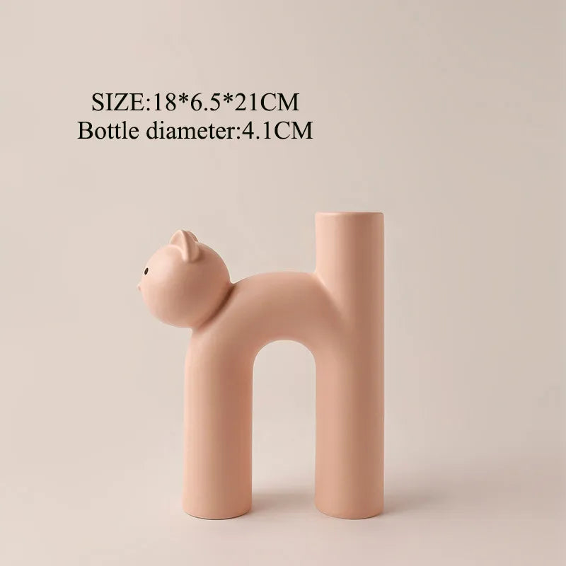 classic style cat ceramics vase