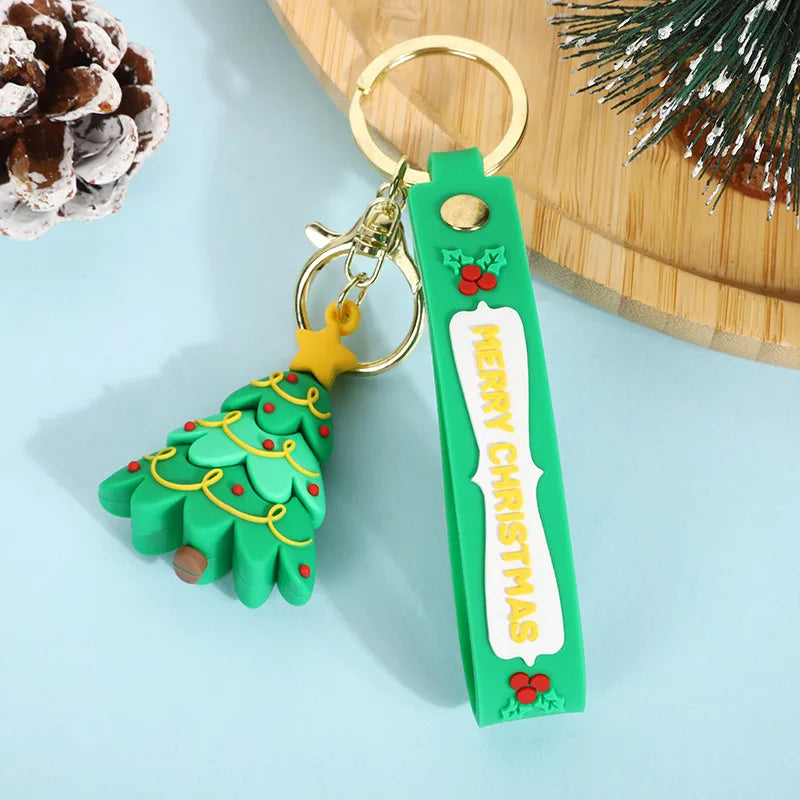 Cute Santa Claus PVC Flexible Glue Keychain Pendant Cartoon Snowman Toy Bag Bag Charm Holiday Small Gift