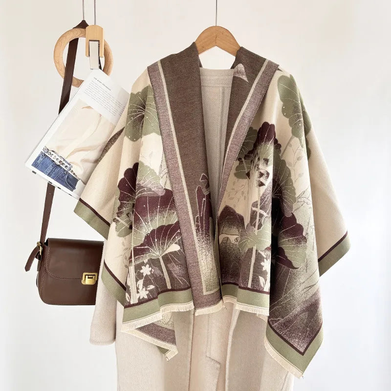Women's Elegant Plant Imitation cashmere Jacquard Scarf