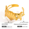 Wholesale Jewelry Elegant Retro Luxurious Shell 304 Stainless Steel Open Rings