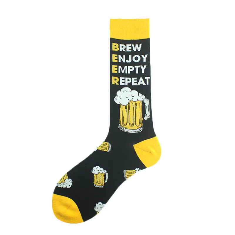 men's fashion cartoon nylon cotton printing crew socks a pair