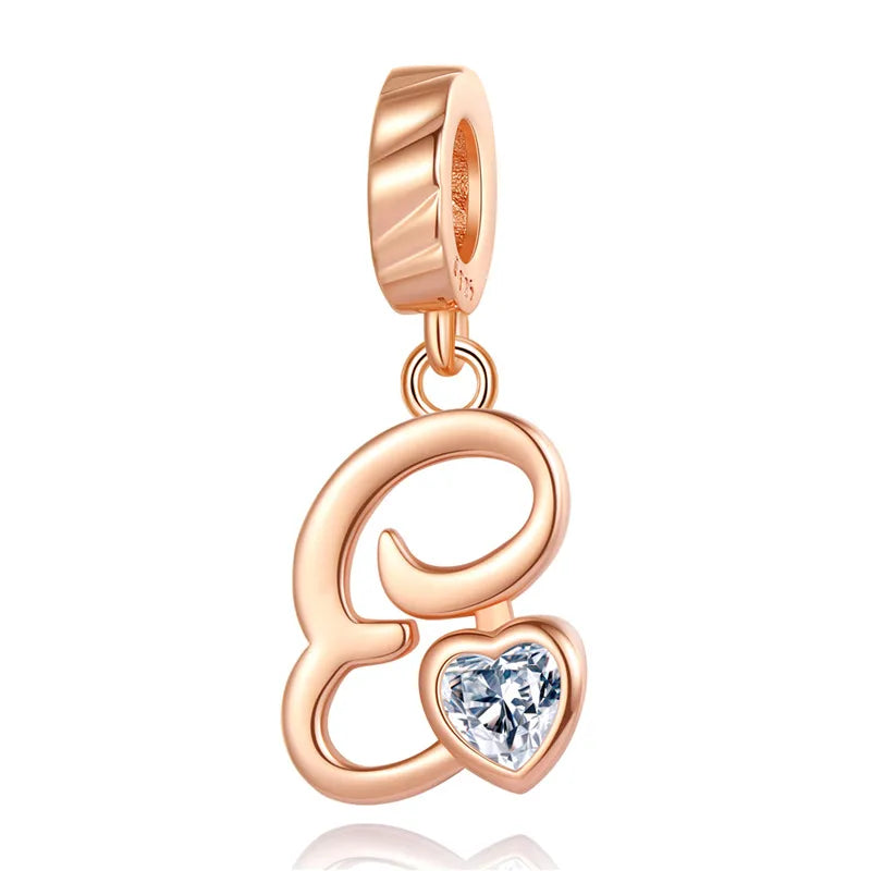 Ornament Letter Pendant S925 White Copper Rose Gold Necklace Pendant Diy Bracelet Charm Cross-Border Hot Sale Accessories