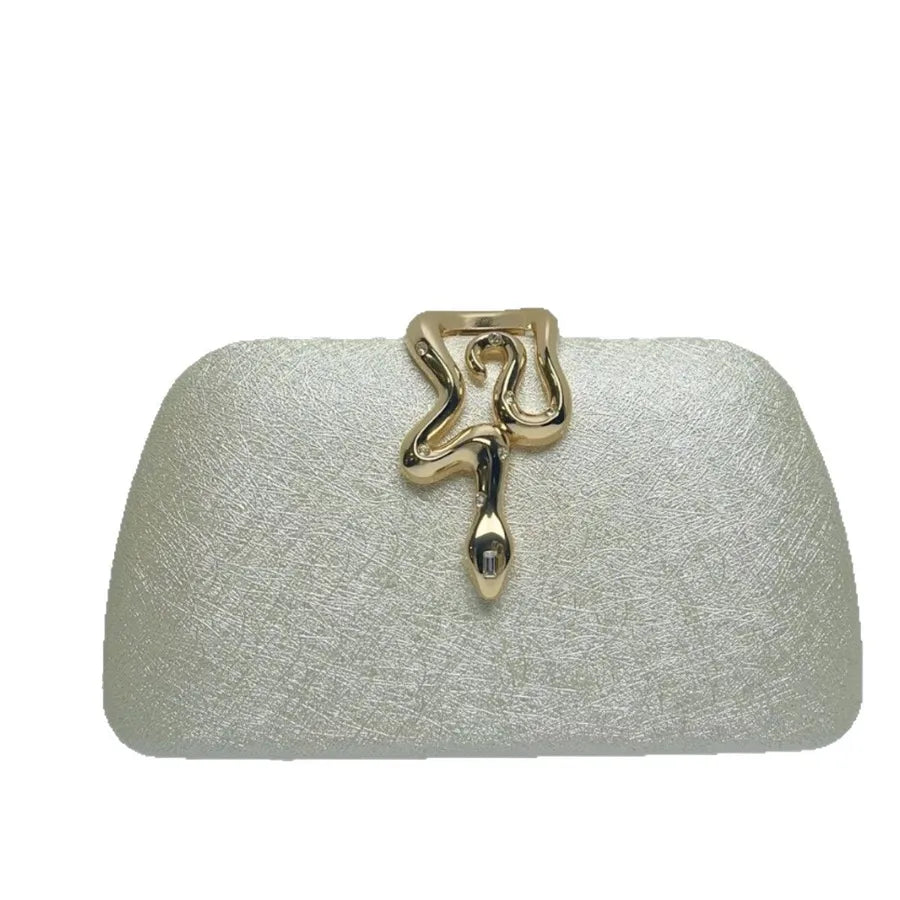 New Fashionable Ladies Snake Lock Clutch Bag Evening Party Chain Shoulder Bag Shell Shape PU Polyester Diamond Elements