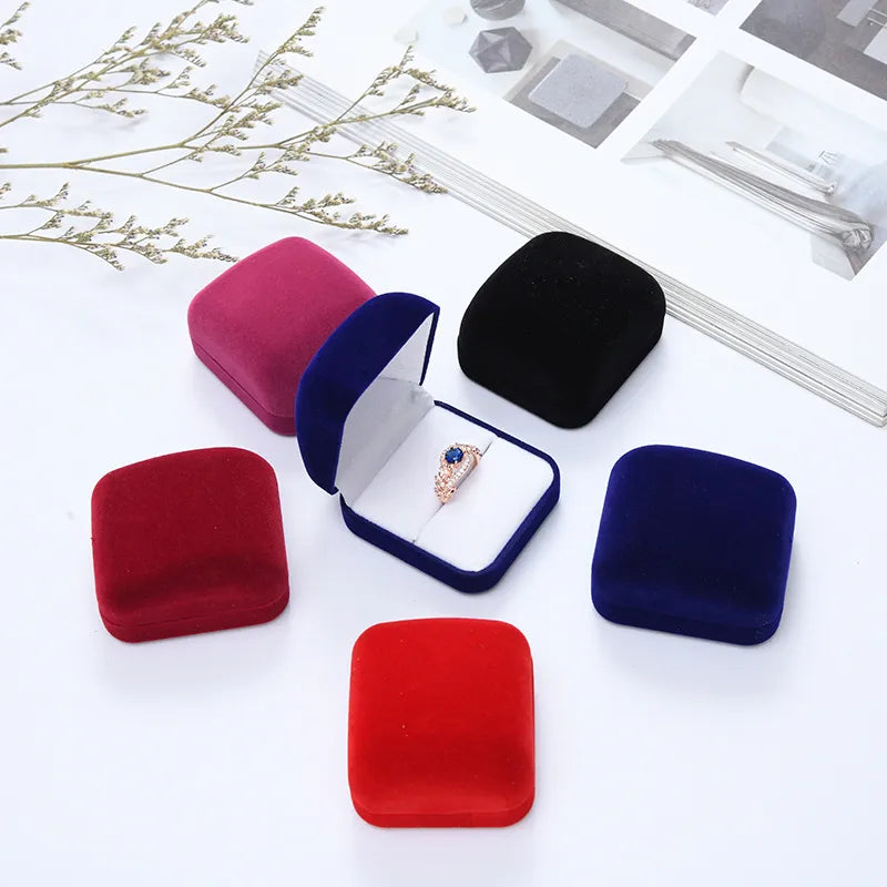 fashion solid color flannel earrings packing jewelry box wholesale
