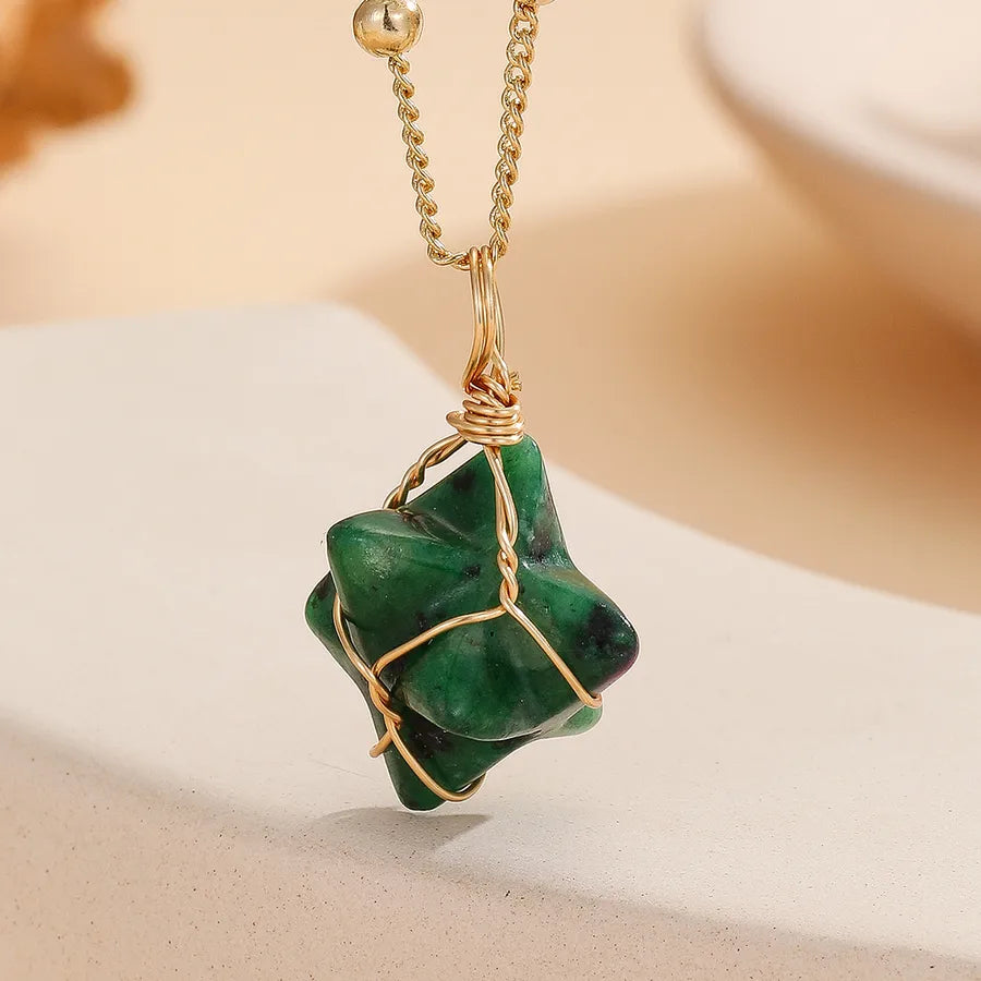 Modern Style Classic Style Irregular 304 Stainless Steel natural stone Pendant Necklace In Bulk