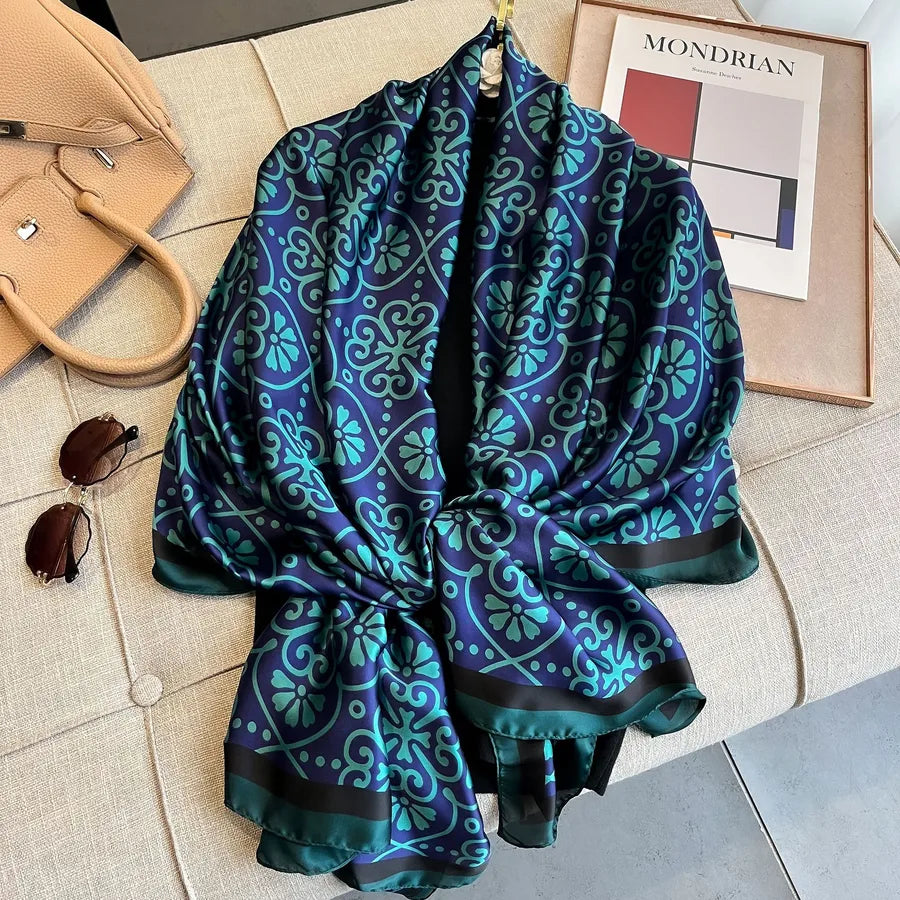 Women's Simple Style Streetwear Leopard Satin Printing and Dyeing Printing Scarf