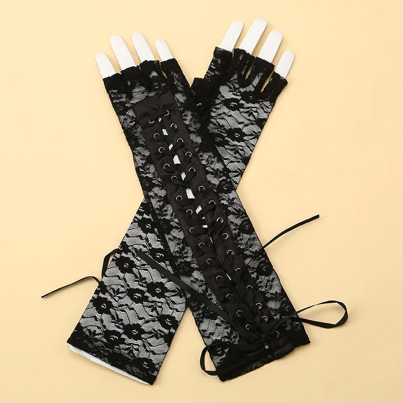 Women's Retro French Style Lolita Solid Color Lace Gloves
