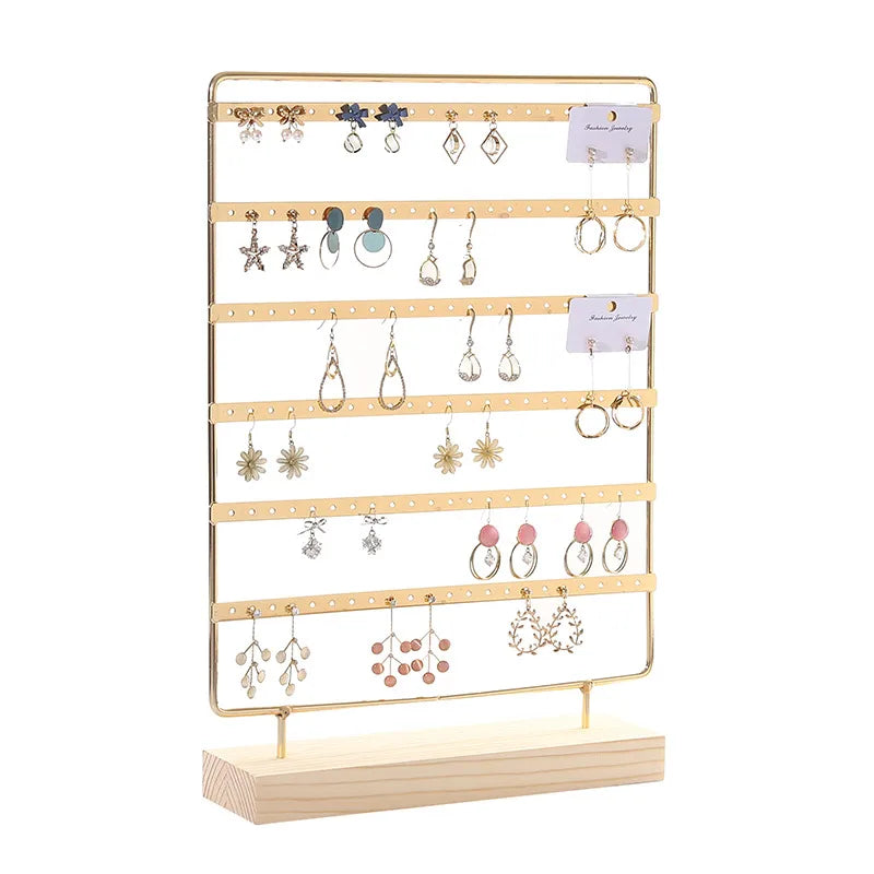 Simple Style Solid Color solid wood Iron Jewelry Display Jewelry Rack