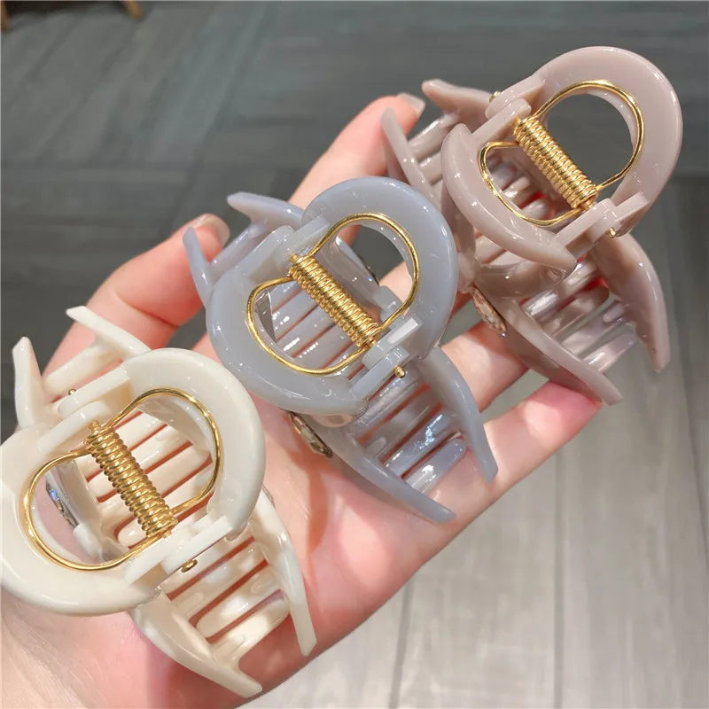 Shiny Rhinestone Jelly Color Medium Hair Claw Clip Elegant Lazy Updo Fashionable New Style Sweet Girl Hair Accessories